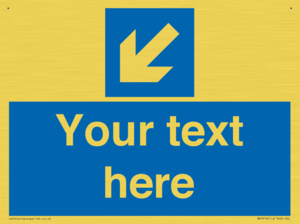 Custom Directional signage blue down left arrow 